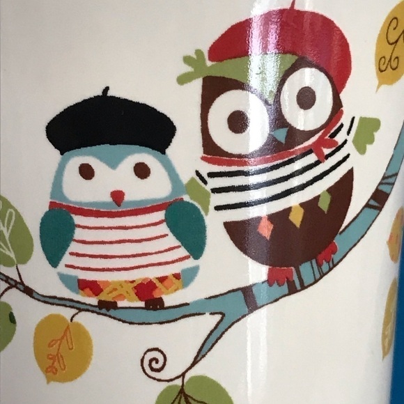 NWOT - Enchanted Woods 222 Fifth Mug Cartoon Style French Owls & Paris Skyline - Picture 2 of 16